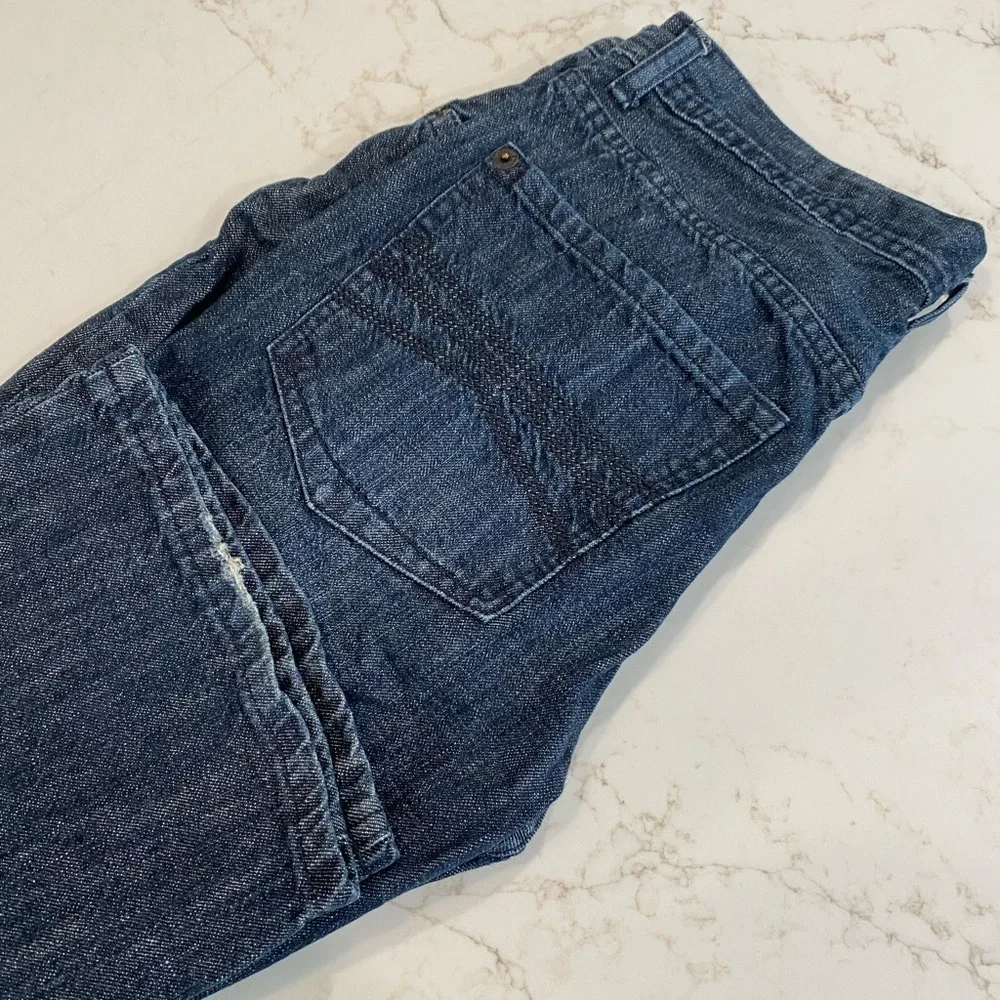 Boot Cut Jeans Dark Wash Linen-Weave Look Straight Leg Express 32W 30L